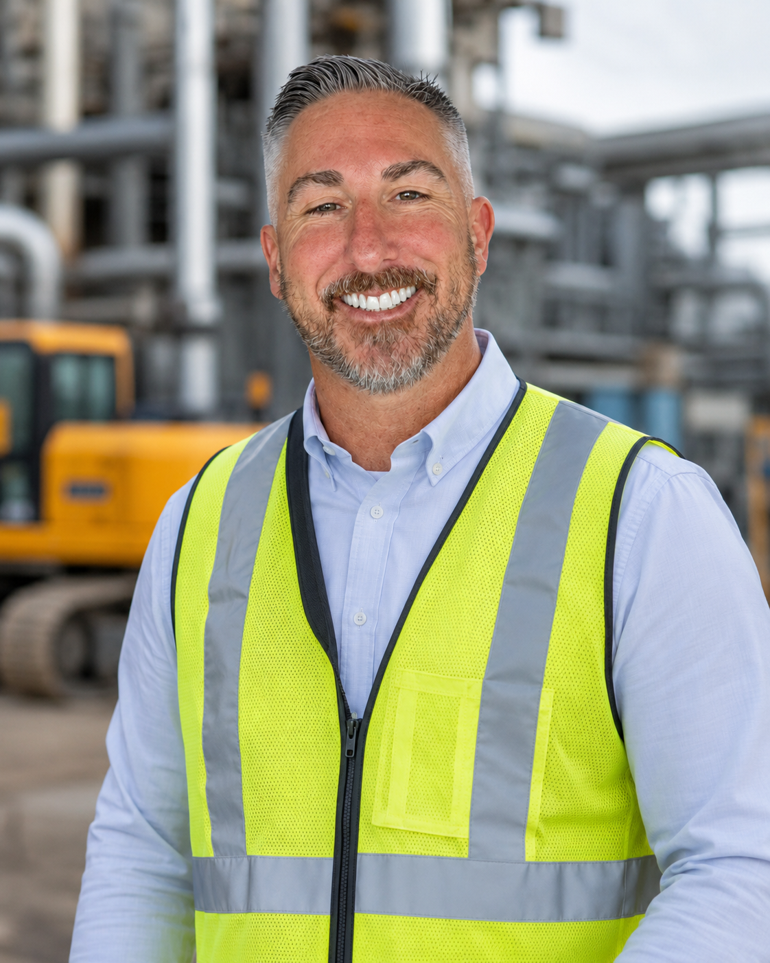 Richard Gardner in PPE at an industrial project site