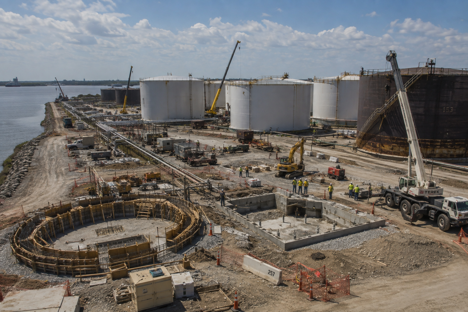Industrial energy infrastructure with construction and field execution activity