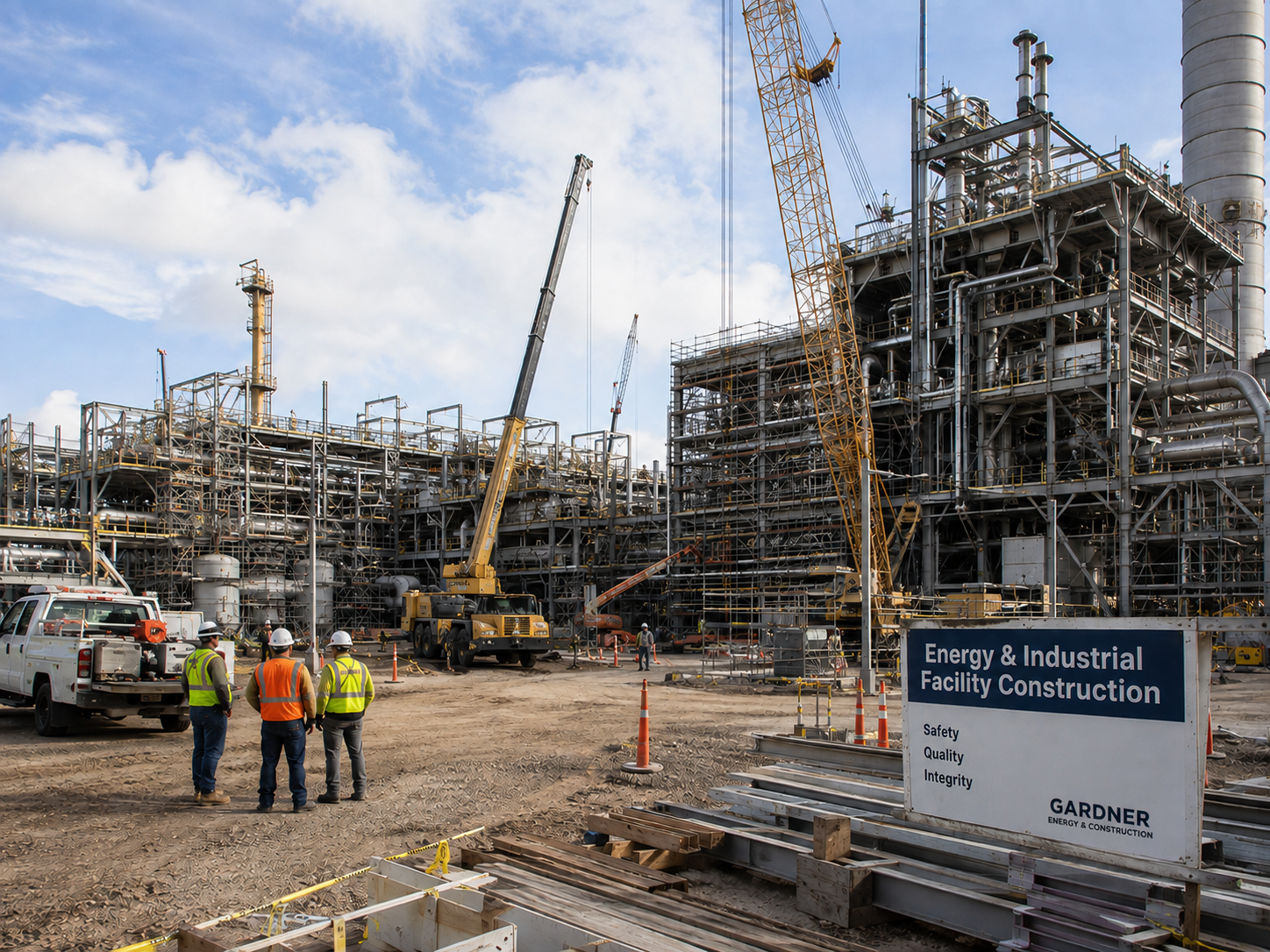 Maintenance and turnaround crews working inside an active industrial facility