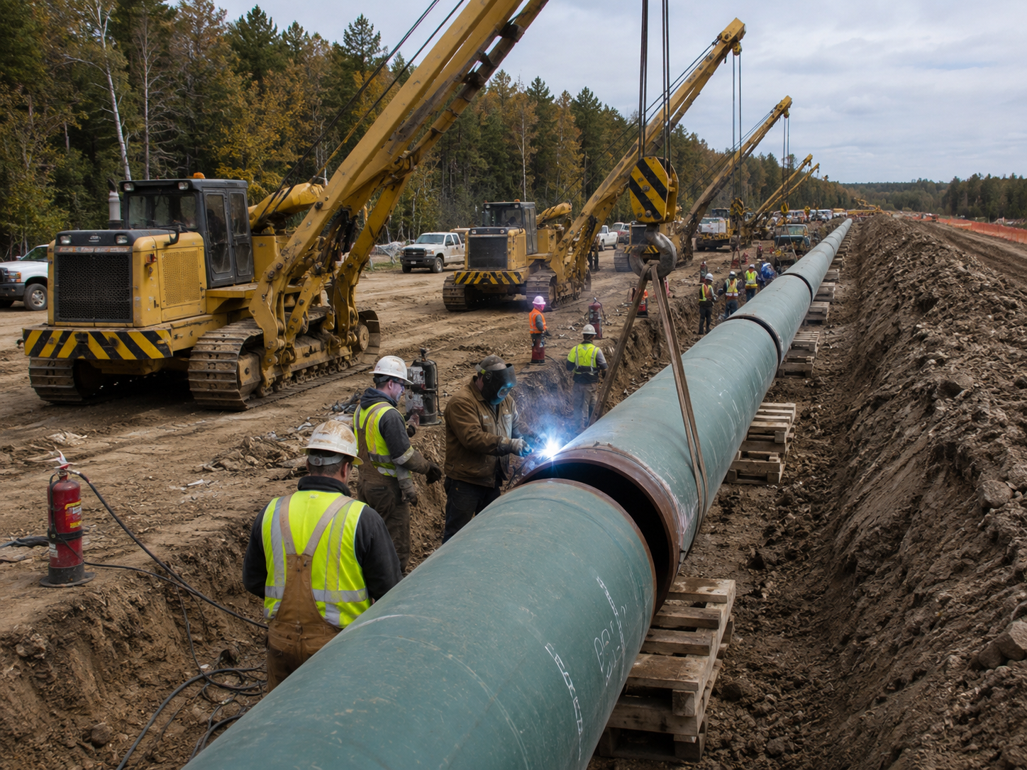 Mechanical and process infrastructure work on pumps, piping, and rotating equipment inside a plant